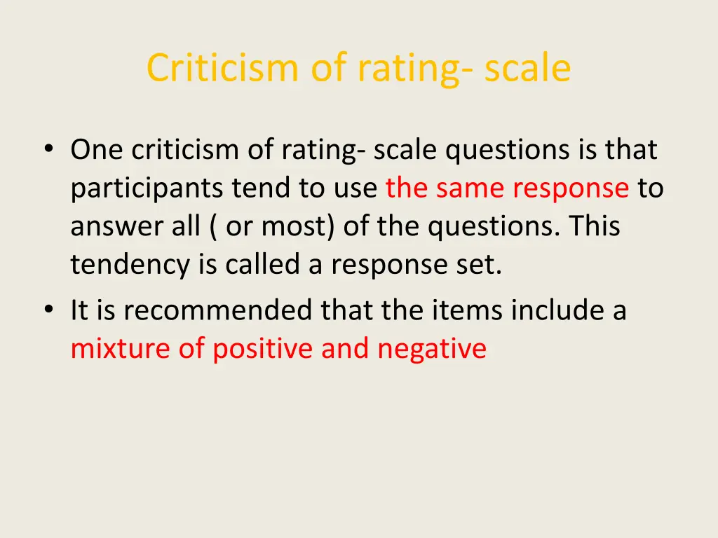 criticism of rating scale
