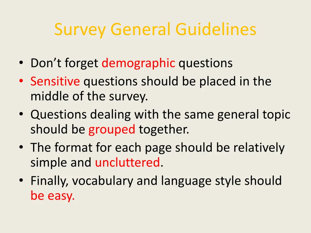 survey general guidelines