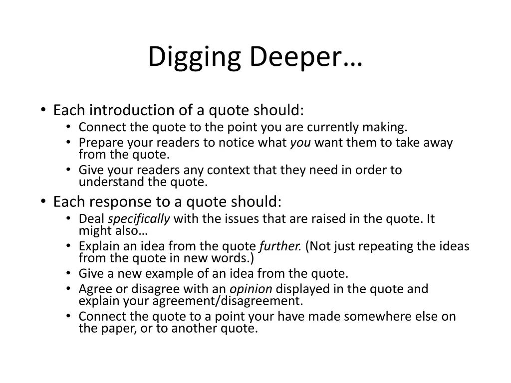 digging deeper