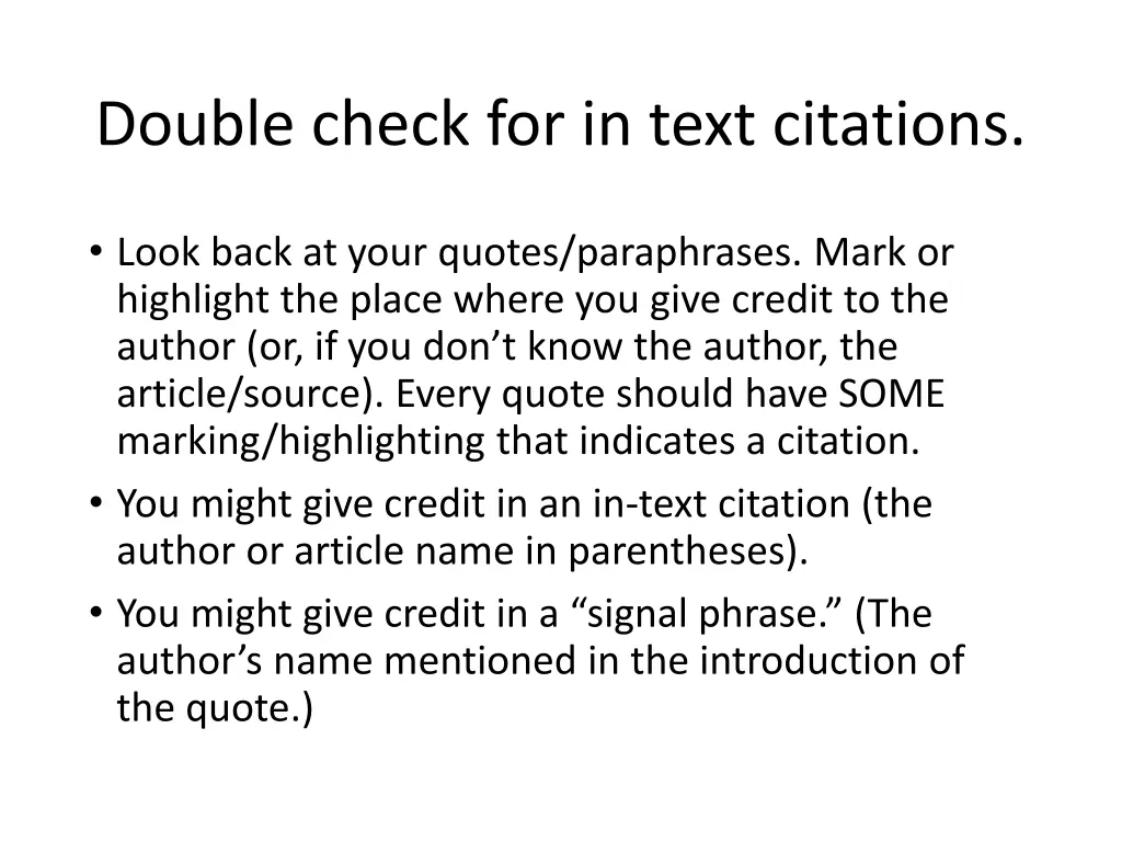double check for in text citations
