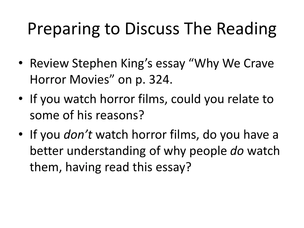 preparing to discuss the reading
