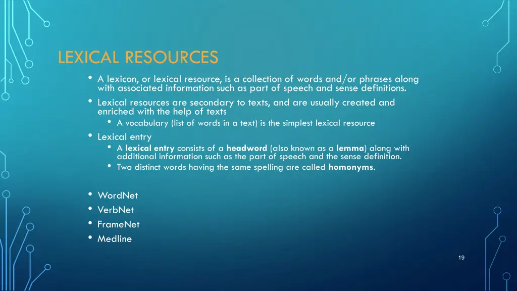lexical resources a lexicon or lexical resource