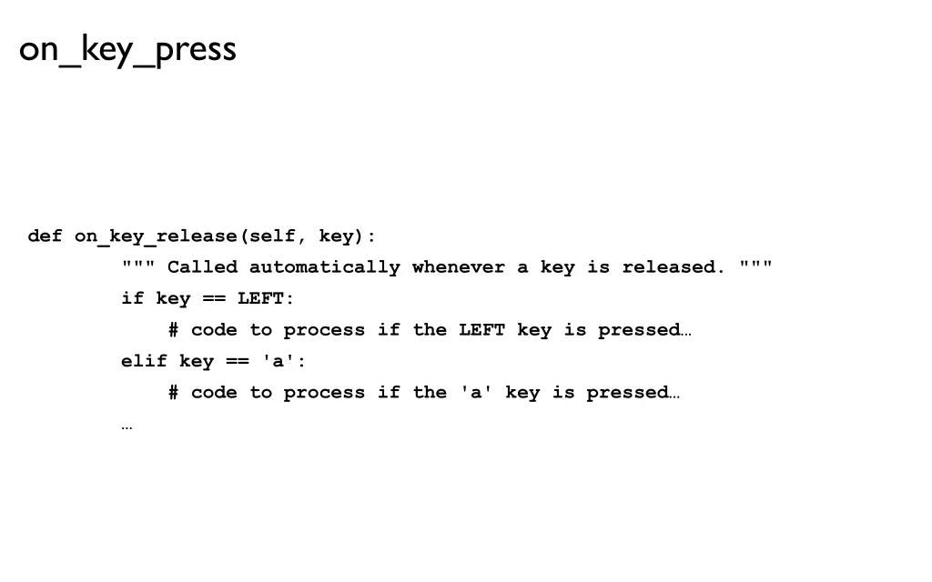 on key press