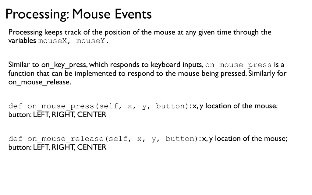 processing mouse events