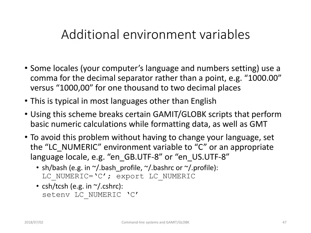 additional environment variables