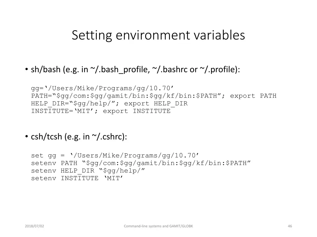 setting environment variables