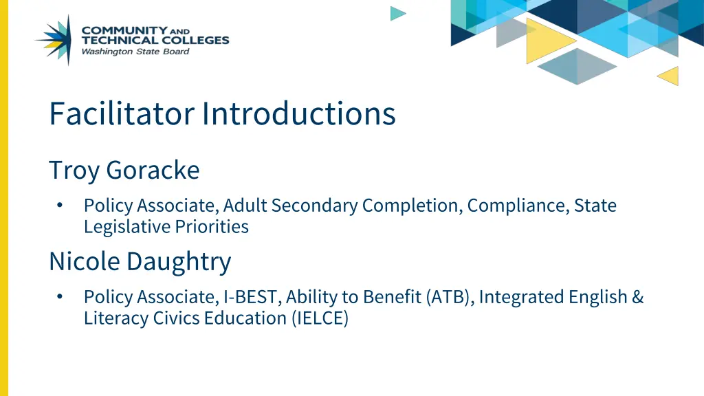 facilitator introductions