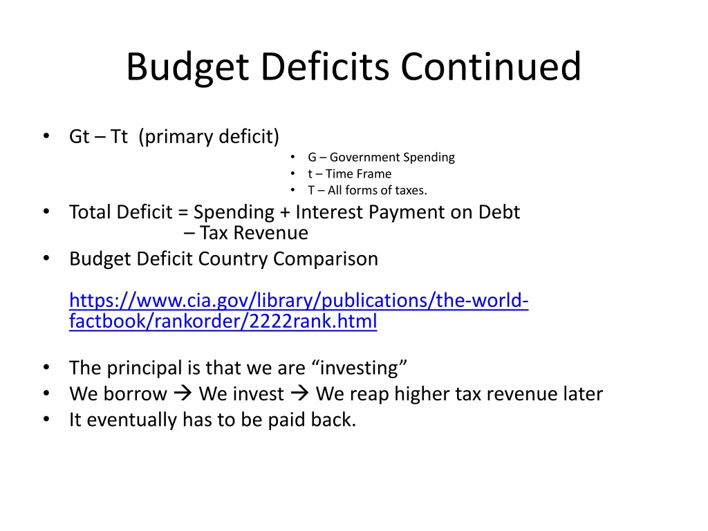 budget deficits continued