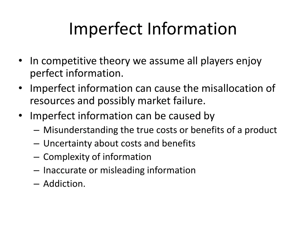 imperfect information