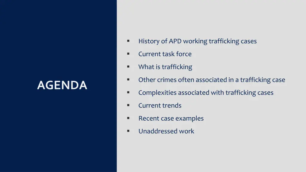 history of apd working trafficking cases