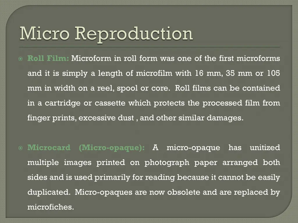 roll film microform in roll form