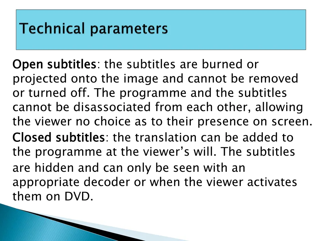 open subtitles projected onto the image