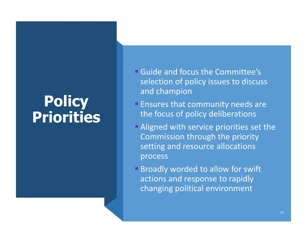 guide and focus the committee s selection