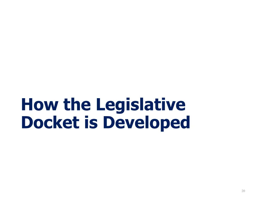 how the legislative docket is developed