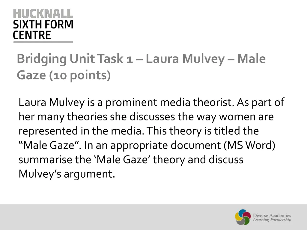 bridging unit task 1 laura mulvey male gaze