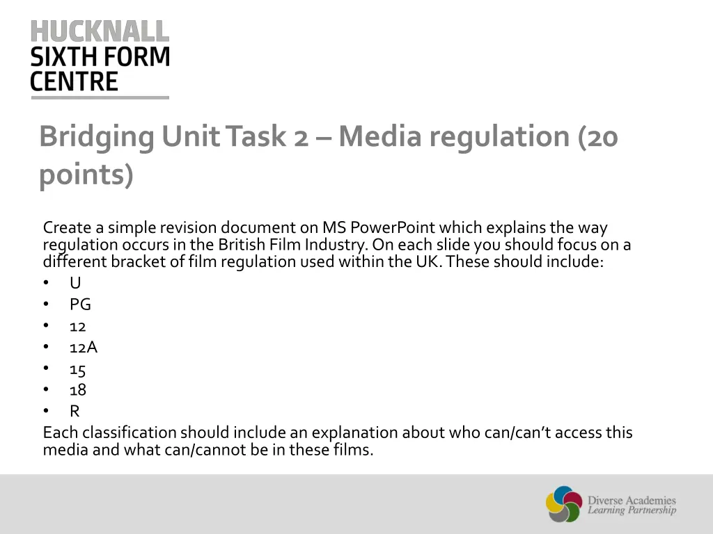 bridging unit task 2 media regulation 20 points
