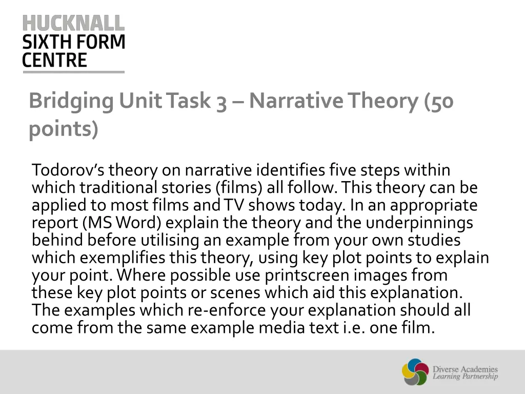 bridging unit task 3 narrative theory 50 points