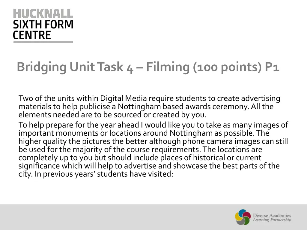 bridging unit task 4 filming 100 points p1