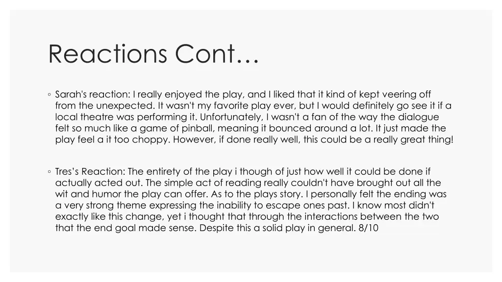 reactions cont