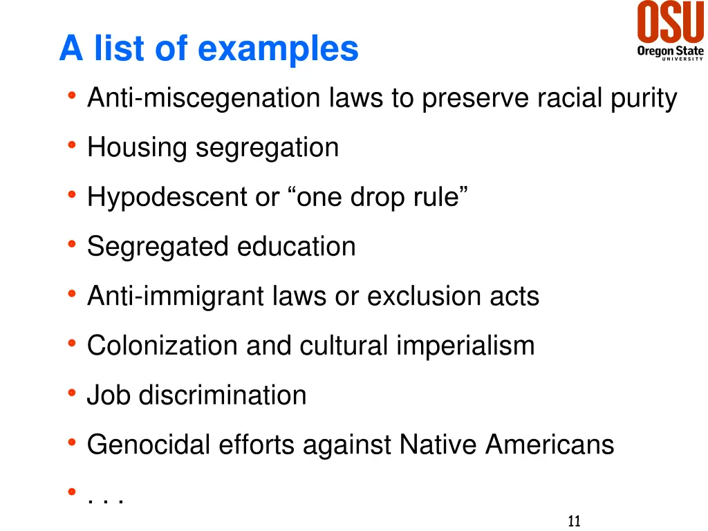 a list of examples