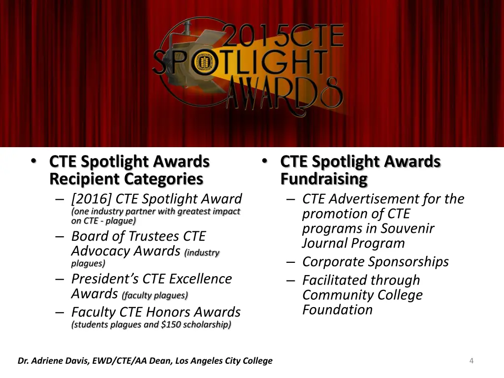 cte spotlight awards recipient categories 2016