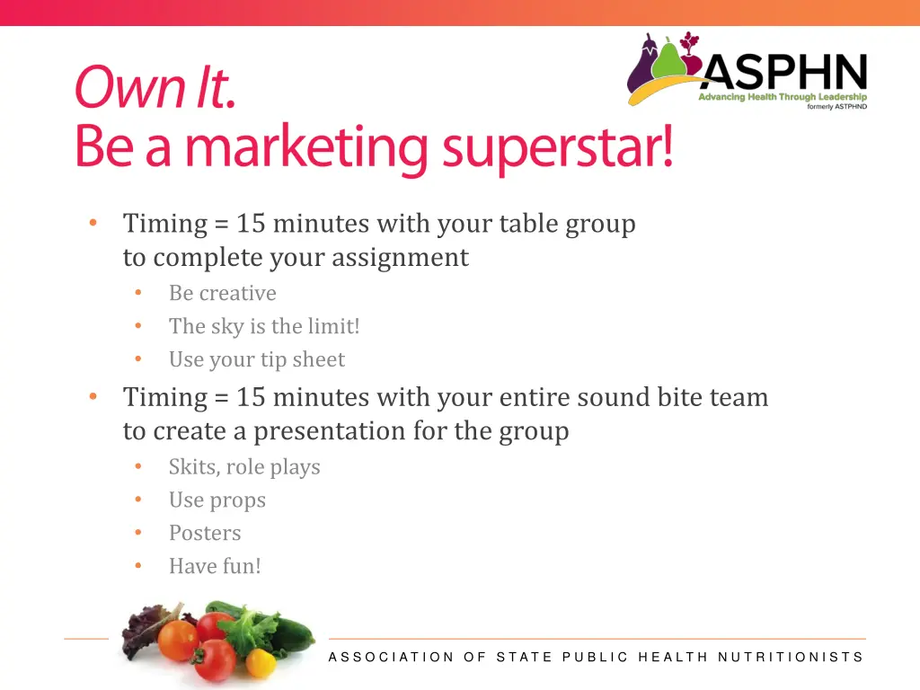 timing 15 minutes with your table group