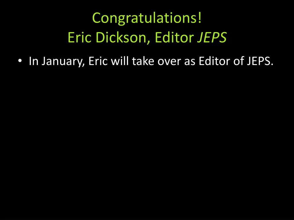 congratulations eric dickson editor jeps