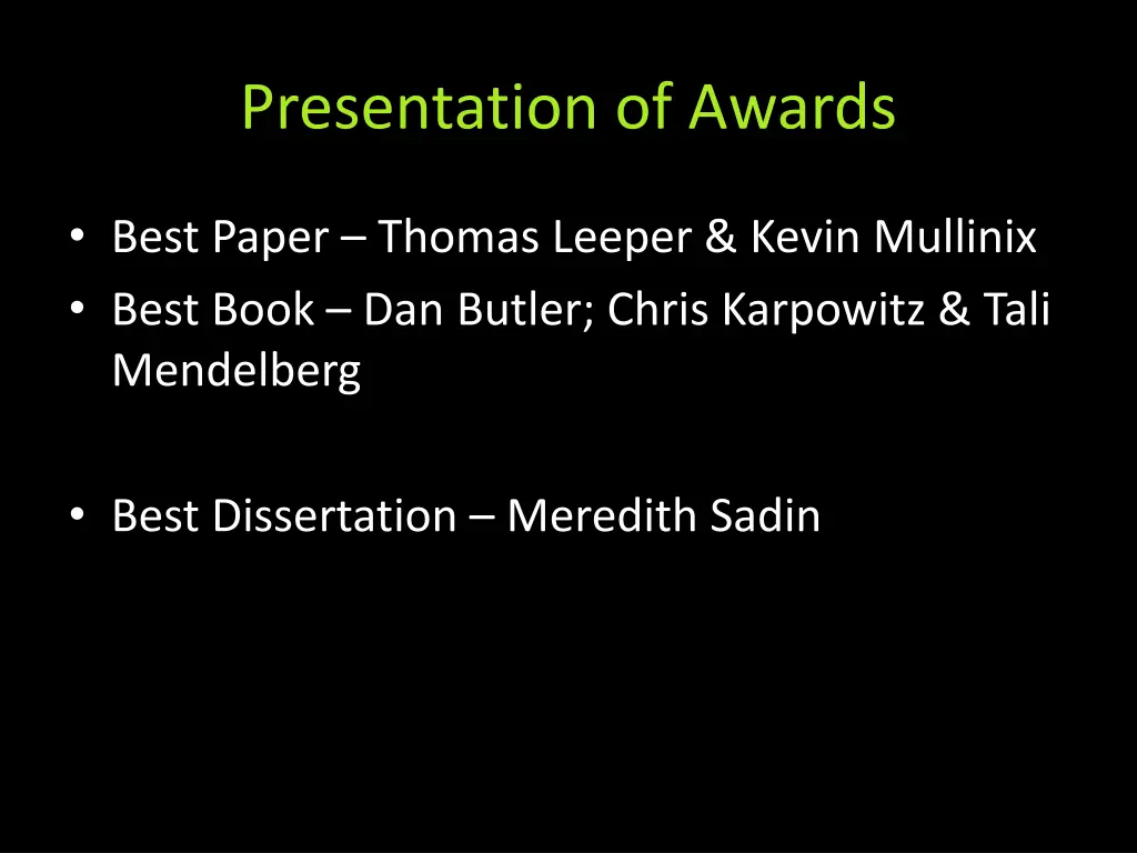 presentation of awards