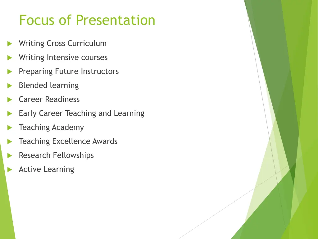 focus of presentation