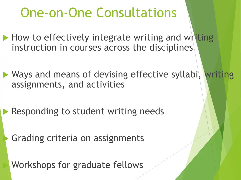 one on one consultations