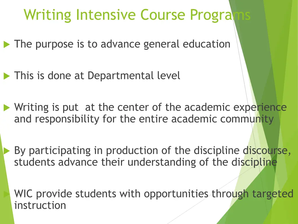writing intensive course programs