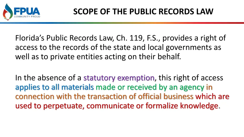 scope of the public records law