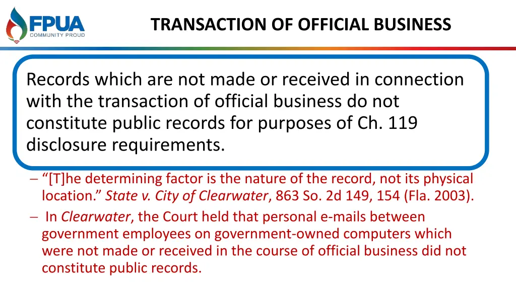 transaction of official business