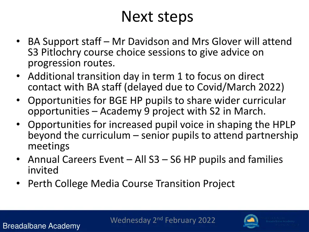 next steps