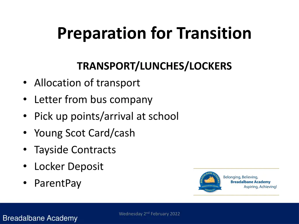 preparation for transition 1