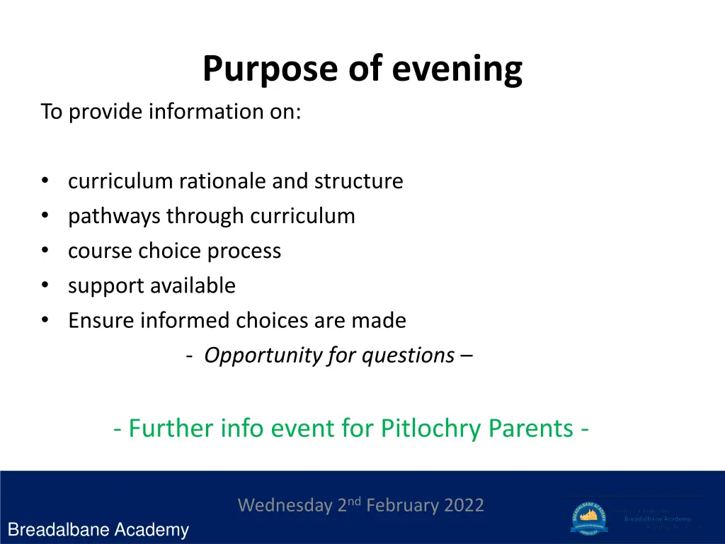 purpose of evening