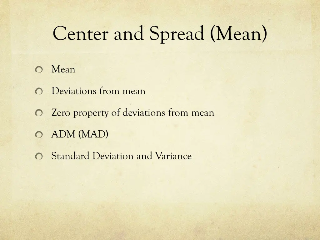 center and spread mean