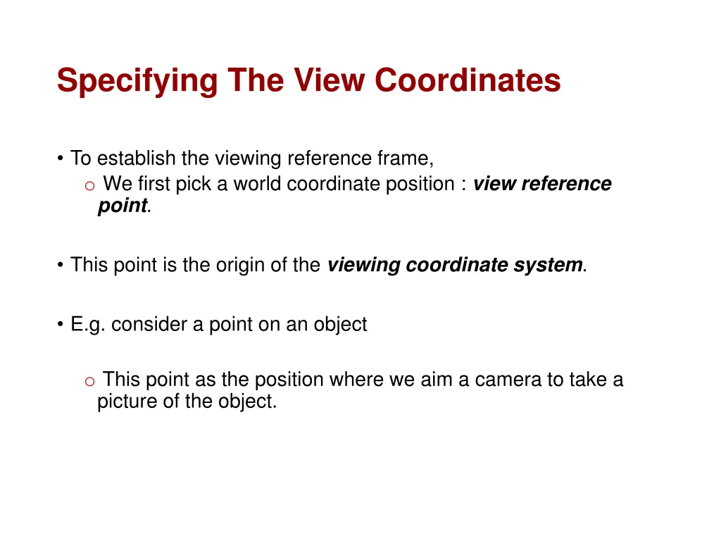 specifying the view coordinates 1