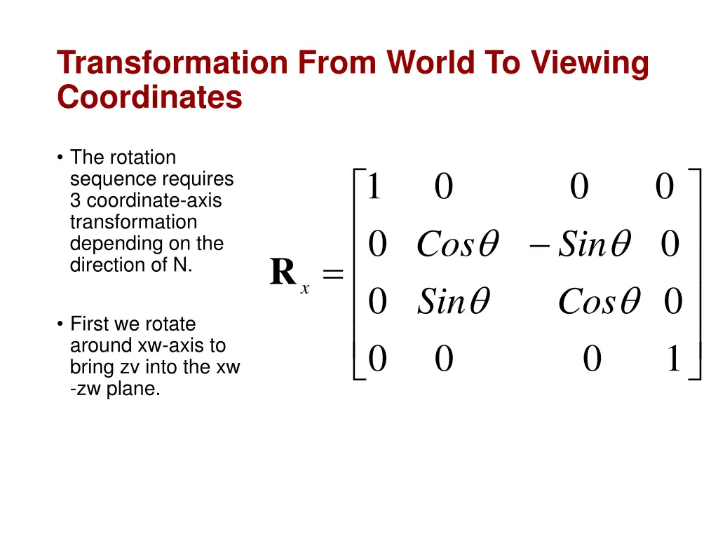 transformation from world to viewing coordinates 4