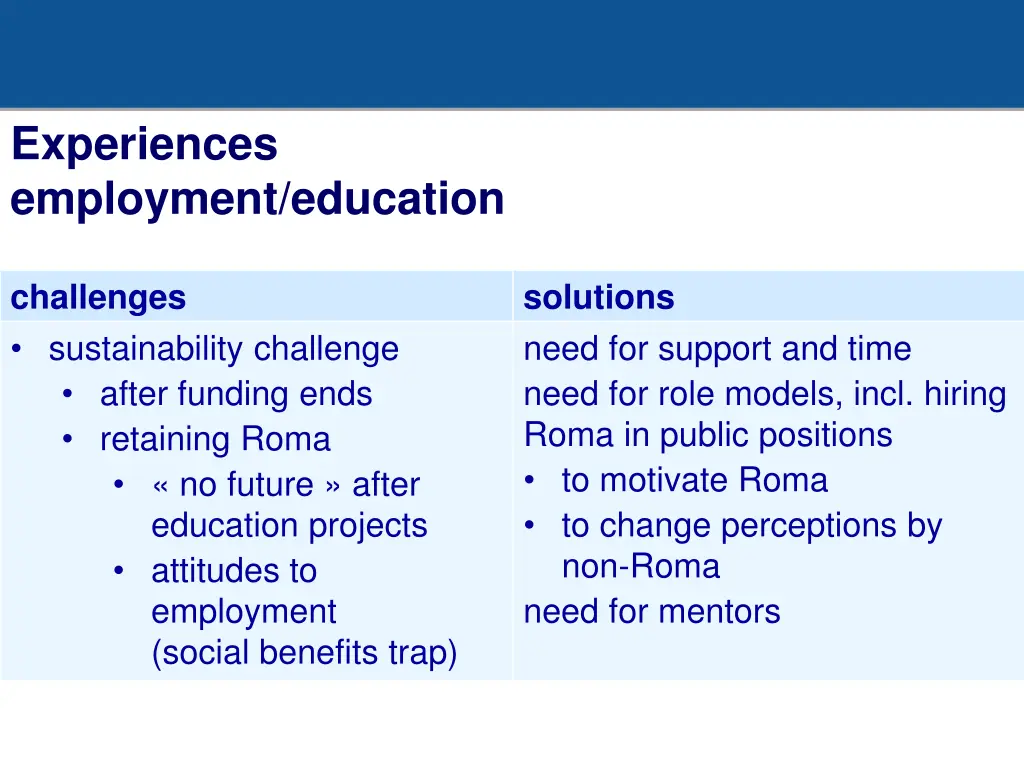 experiences employment education
