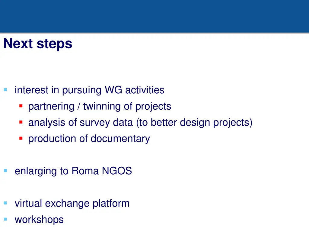 next steps