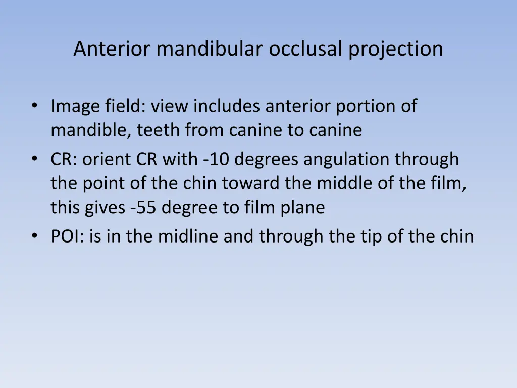 anterior mandibular occlusal projection