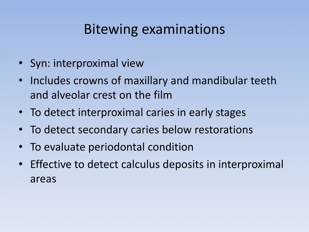 bitewing examinations