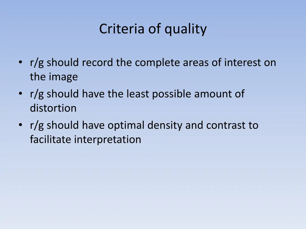 criteria of quality