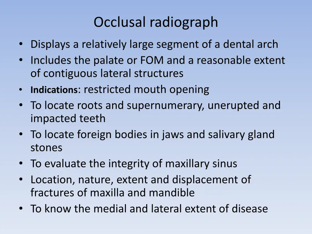 occlusal radiograph