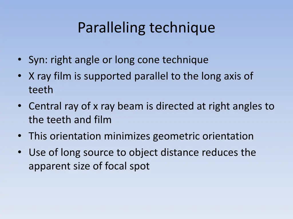 paralleling technique