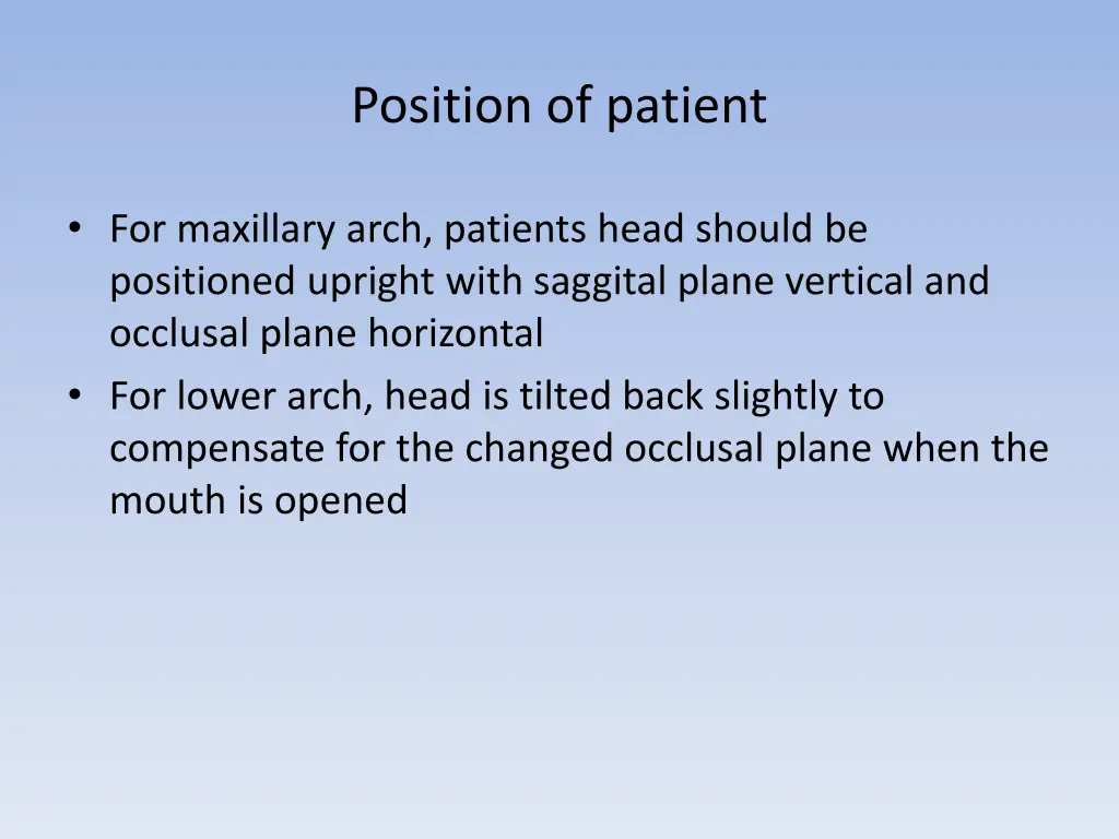 position of patient