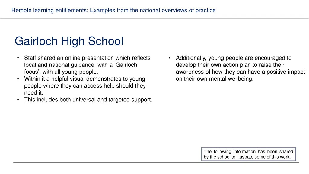 remote learning entitlements examples from 1