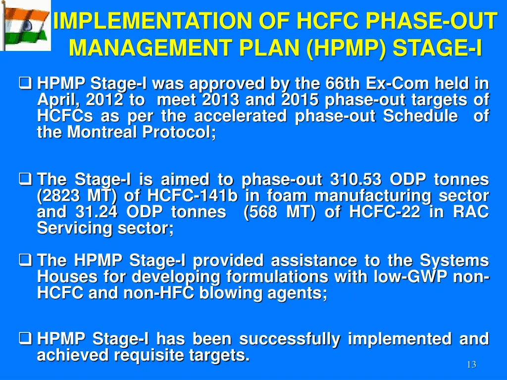 implementation of hcfc phase out management plan