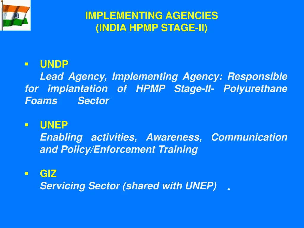 implementing agencies india hpmp stage ii